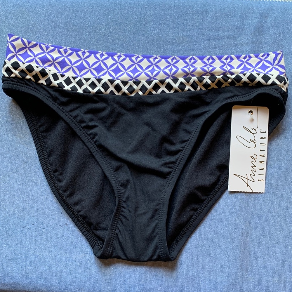 Anne Cole Black and Purple Swim Bottom